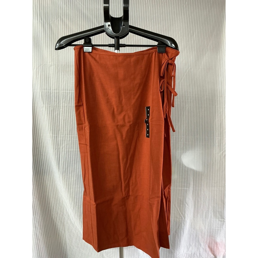 Future Collective Jenee Naylor Rust Orange Linen Blend Wrap Midi Skirt‎ Womens M